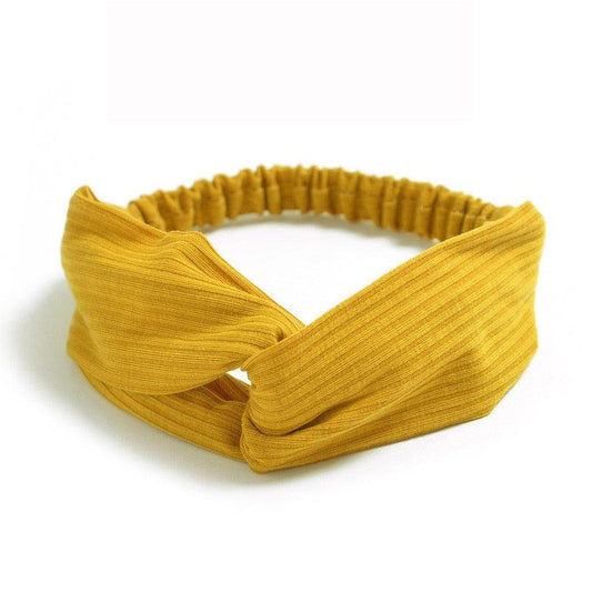 Bandeau à nœud croisé en coton bio Jaune