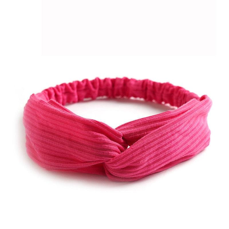 Bandeau à nœud croisé en coton bio Rose