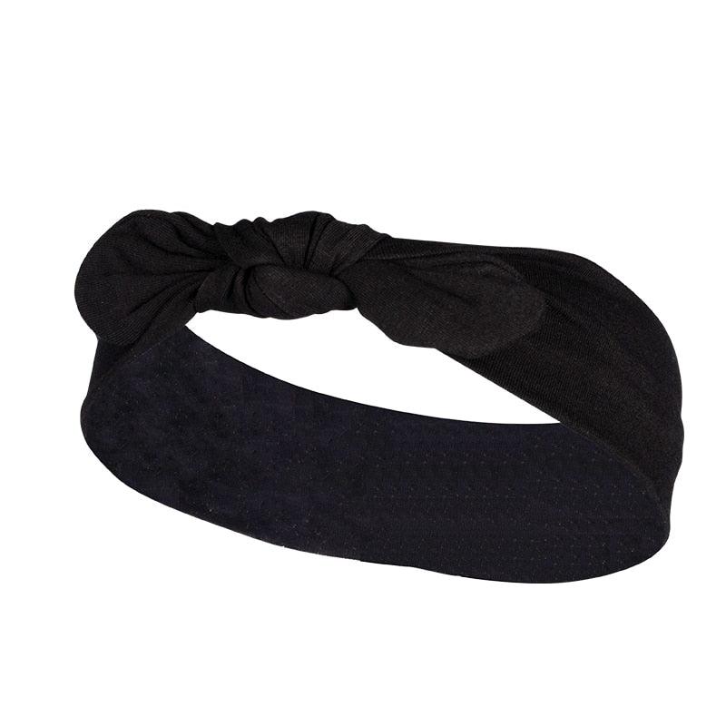 Bandeau élastique de coton avec nœud Noir