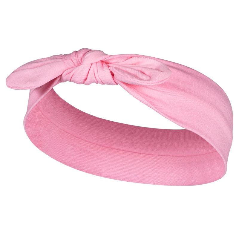 Bandeau élastique de coton avec nœud Rose