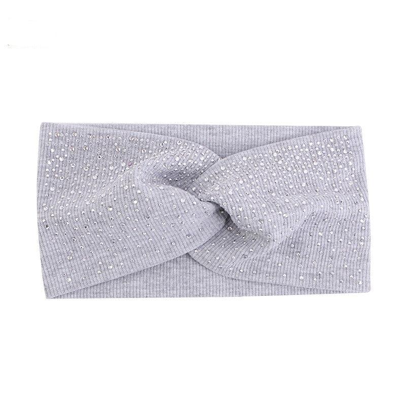Bandeau en coton orné de strass Gris Clair