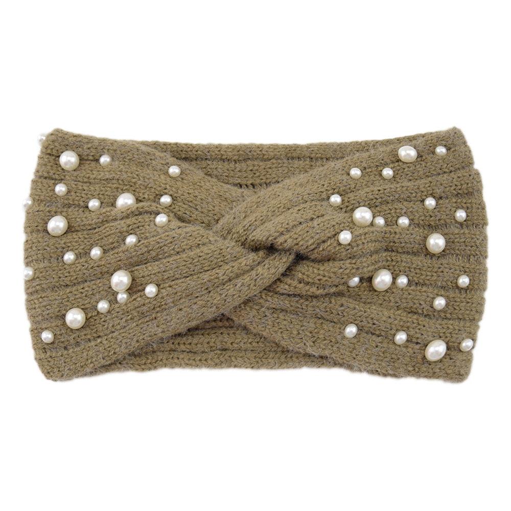 Bandeau en laine orné de perles