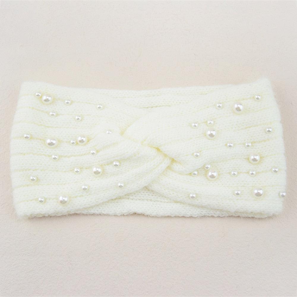 Bandeau en laine orné de perles