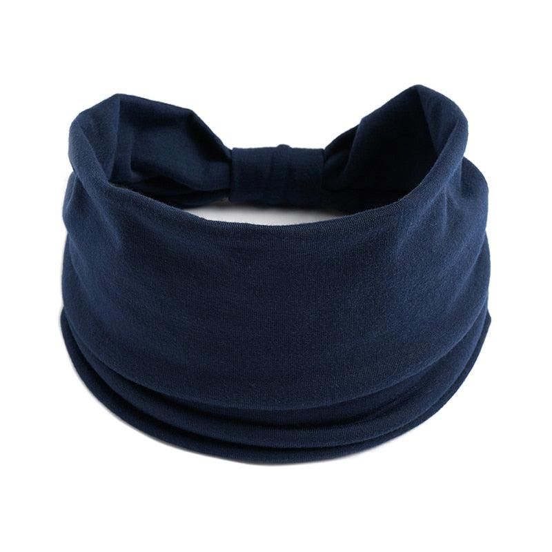Bandeau femme large uni - Élégance intemporelle Bleu
