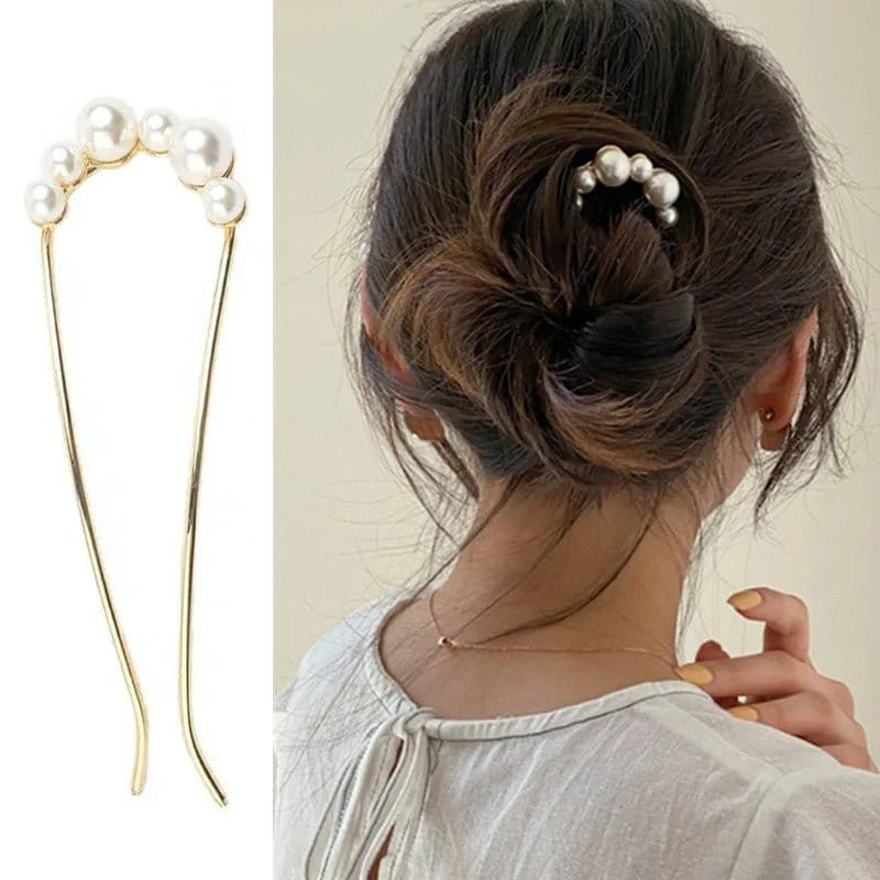 Barrette Perle en Forme de U - Élégance Assurée