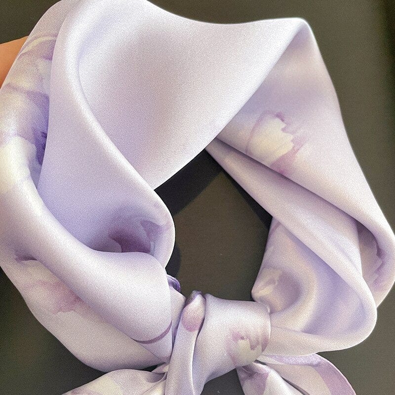 Carré 100% Soie Décoration Colchique Pastel