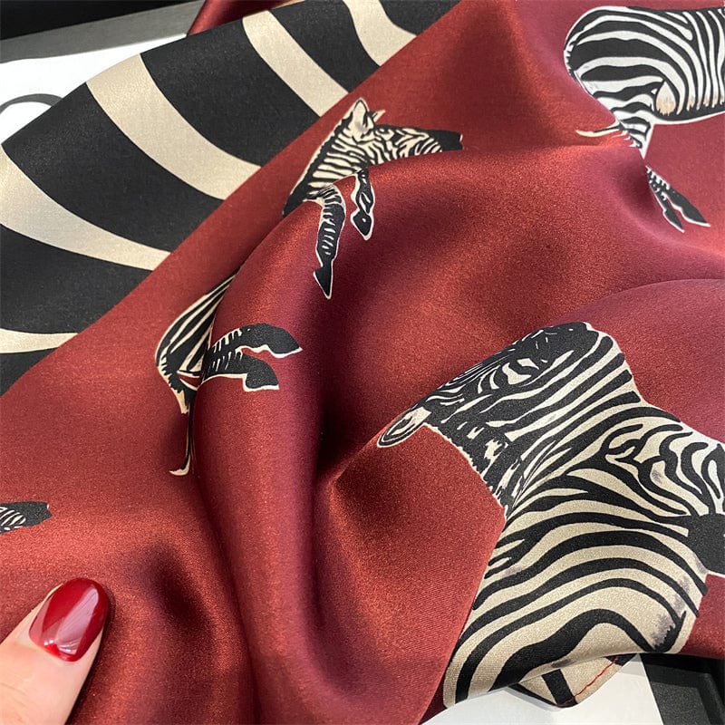 Carré 100% Soie Décoration Zèbre Femme