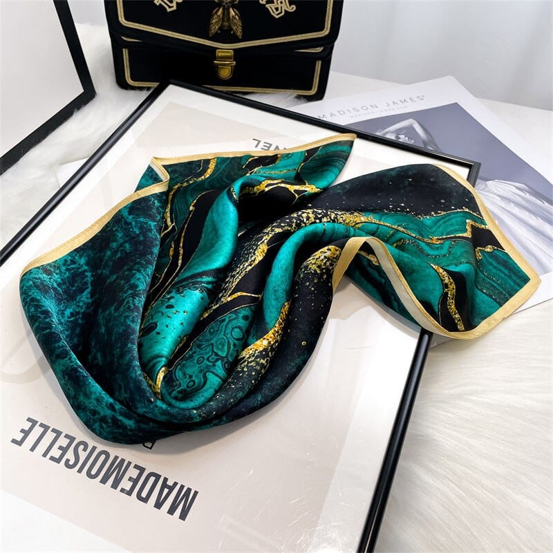 Carré 100% Soie Eau Turquoise 53x53cm
