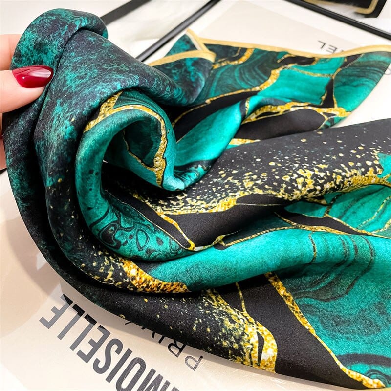 Carré 100% Soie Eau Turquoise 53x53cm
