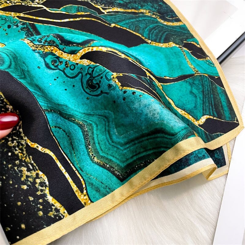 Carré 100% Soie Eau Turquoise 53x53cm