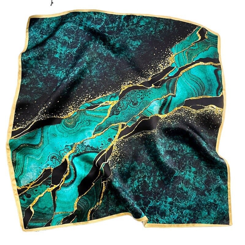 Carré 100% Soie Eau Turquoise 53x53cm