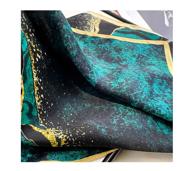 Carré 100% Soie Eau Turquoise 53x53cm
