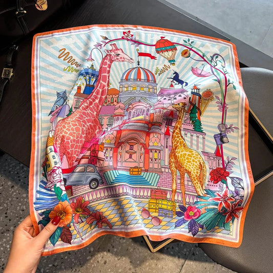 Carré 100% Soie Écharpe Carré de Soie Femme 53x53cm