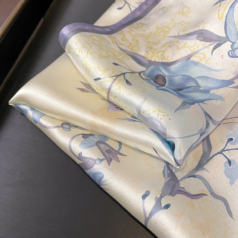 Carré 100% Soie Fleur Plastel 53x53cm