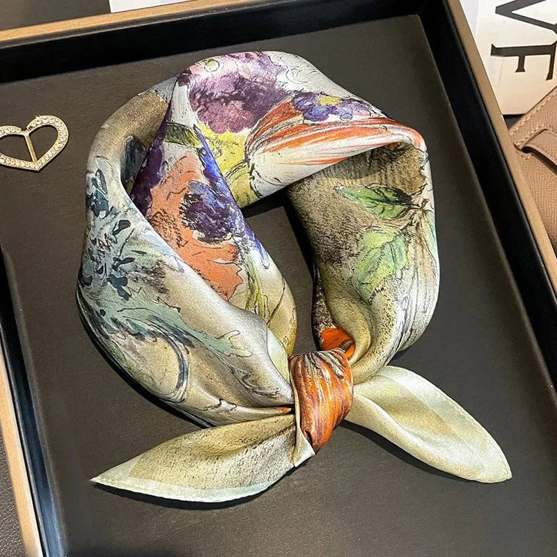 Carré 100% Soie Foulard carré en soie – Élégance légère 53x53cm