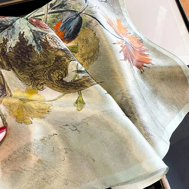 Carré 100% Soie Foulard carré en soie – Élégance légère 53x53cm