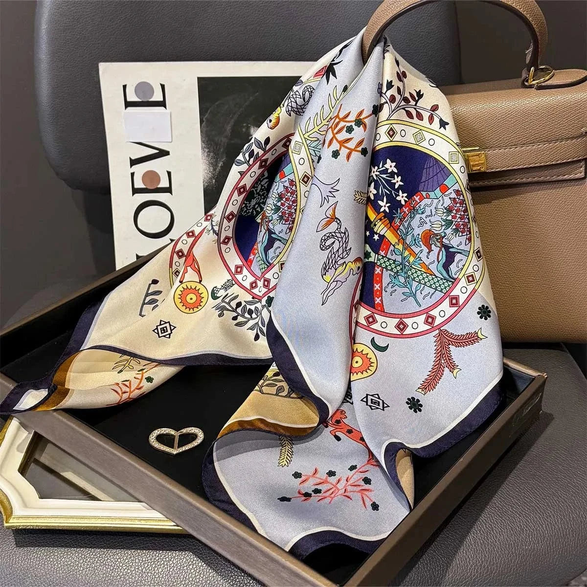 Carré 100% Soie foulard carré en soie femme double face 70x70cm