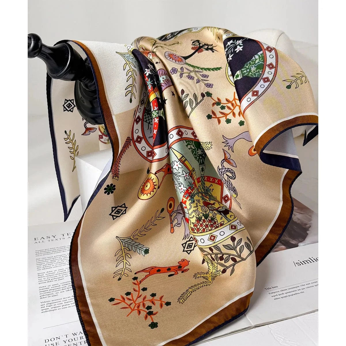 Carré 100% Soie foulard carré en soie femme double face 70x70cm