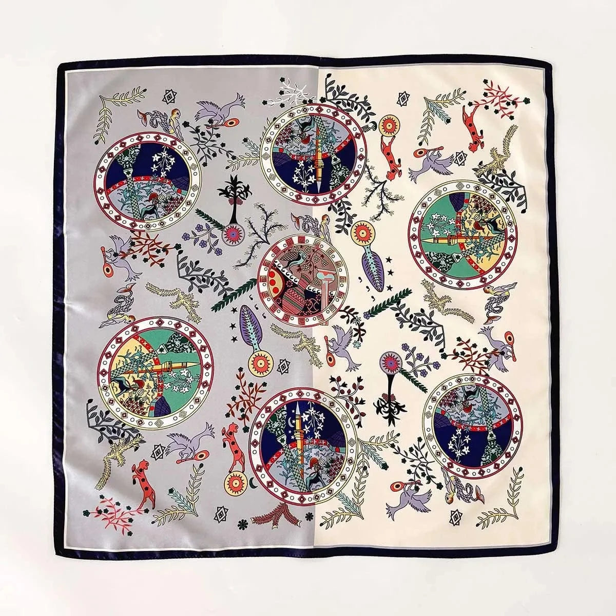 Carré 100% Soie foulard carré en soie femme double face 70x70cm