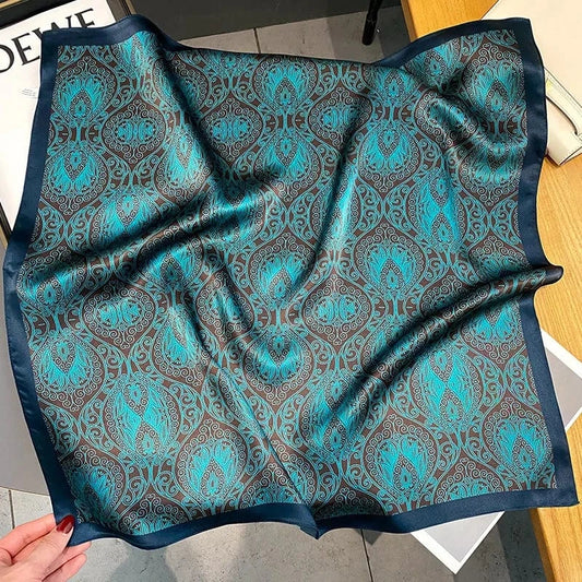 Carré 100% Soie Foulard carré en soie imprimé floral – Accessoire chic et léger