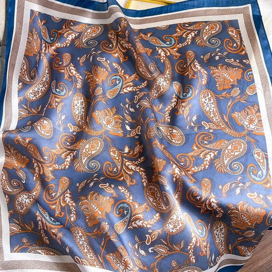 Carré 100% Soie Foulard Carré en Soie motif Cachemire 70x70cm