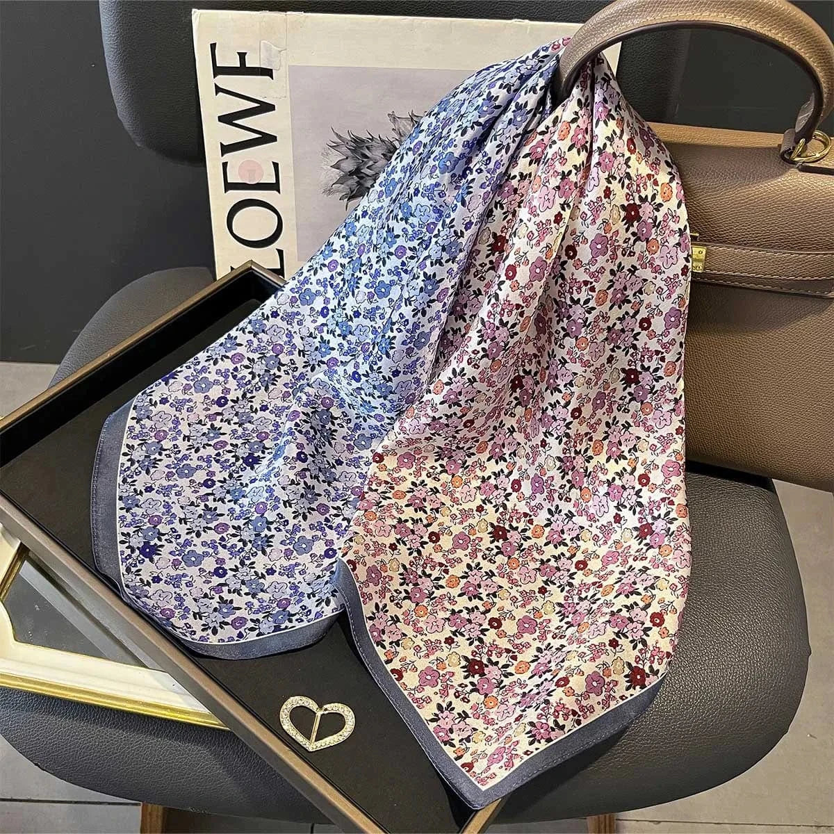 Carré 100% Soie - Foulard carré en soie pour femme chic et élégant 70x70cm