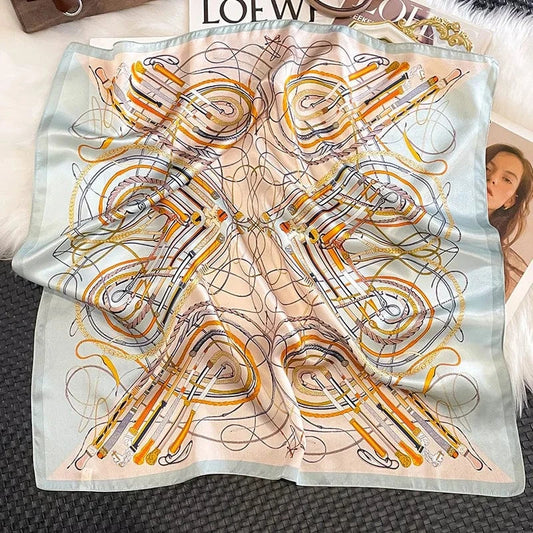 Carré 100% Soie Foulard Imprimé Fouets 70x70cm