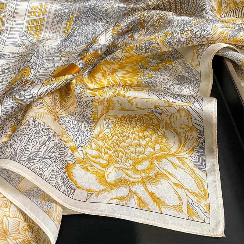 Carré 100% Soie – Imprimé Fleurs Exclusif 70x70cm