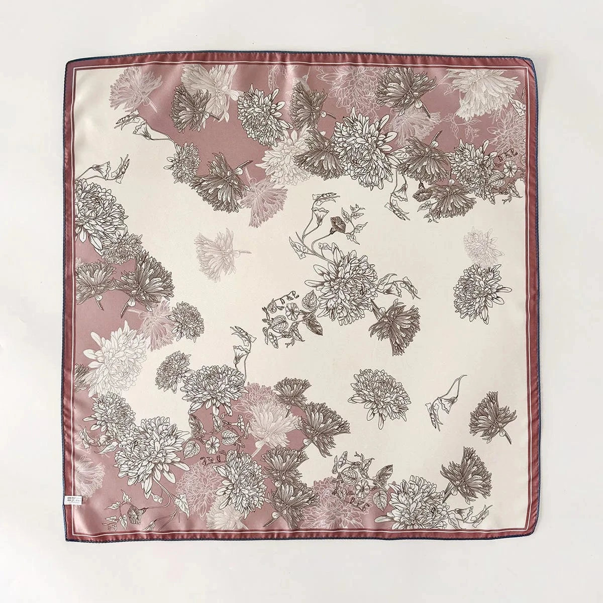Carré 100% Soie imprimé fleurs - foulard élégant et léger 70x70cm