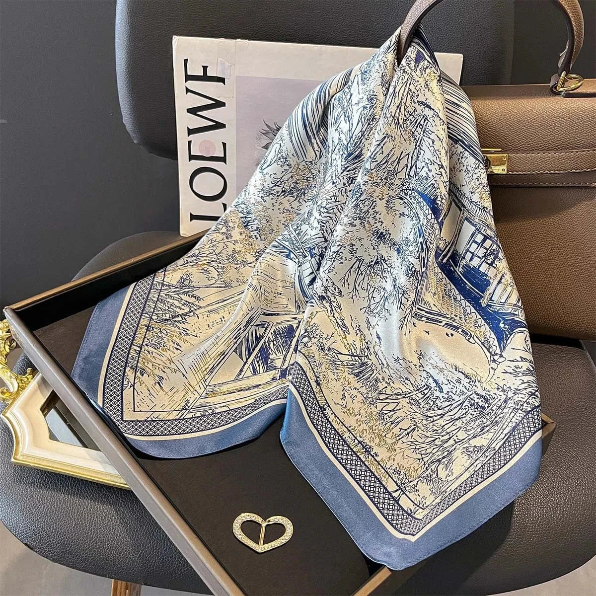 Carré 100% Soie Imprimé Paisley Luxe – Foulard Élégant 70x70cm