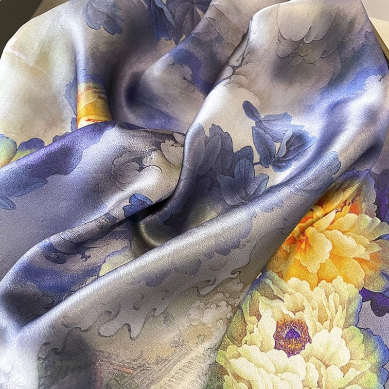 Carré 100% Soie Nuage de Pivoines 68x68cm