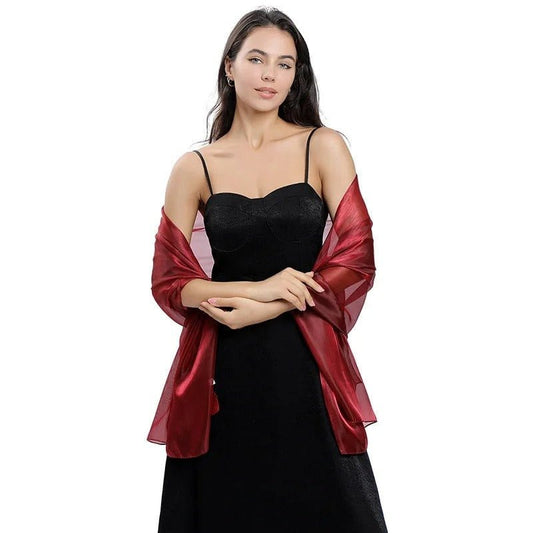Châle de Mariage Élégant en Tissu Luxe et Léger Rouge
