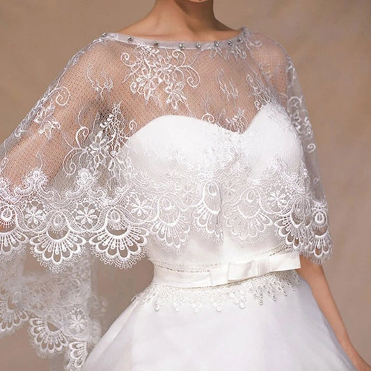 Châle Mariage en Dentelle avec Motifs Floraux - Collection Élégance Floral