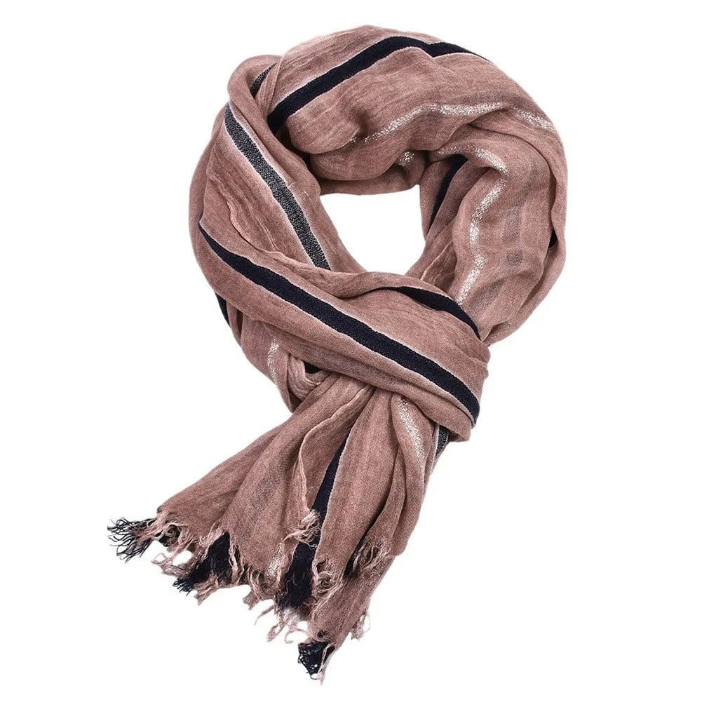 Chèche Vintage Homme à Rayures en Lin Rose