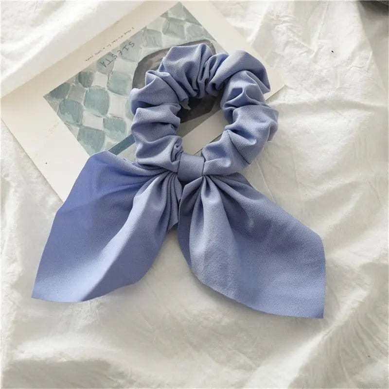 Chouchou Cheveux Élégant avec Noeud en Satin Bleu