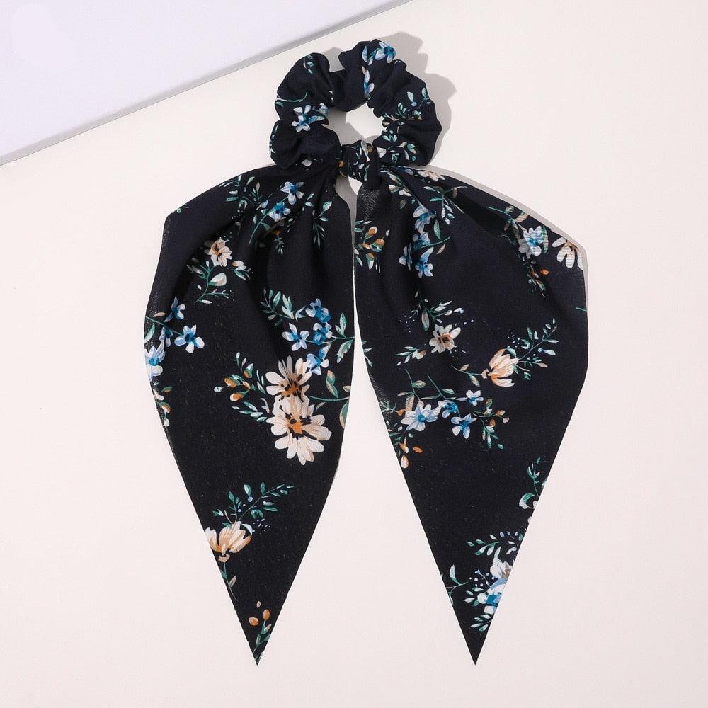Chouchou "Fleurs des Champs" - Collection Foulard. Bleu