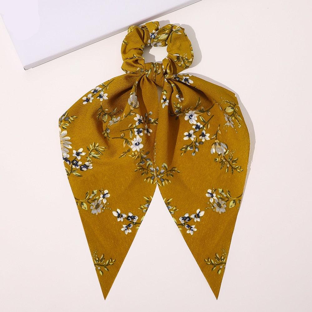Chouchou "Fleurs des Champs" - Collection Foulard. Jaune