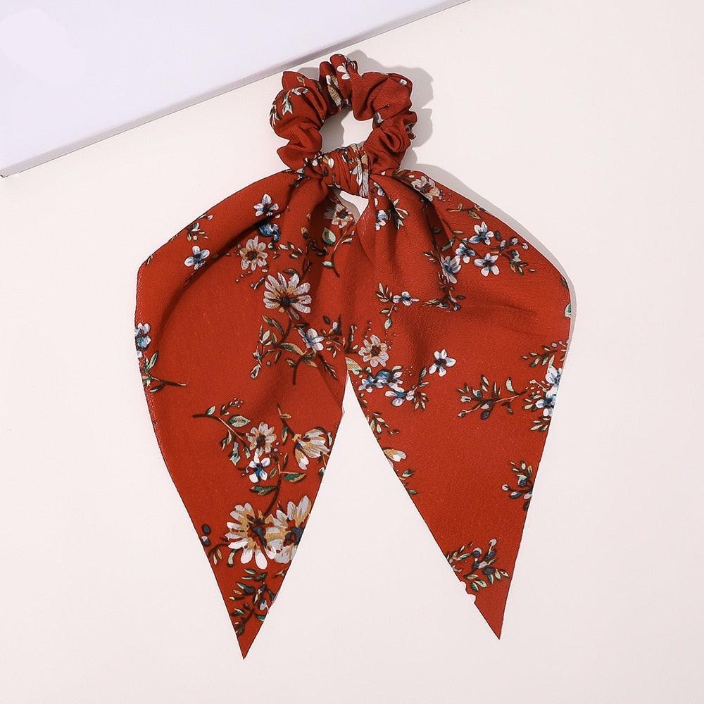 Chouchou "Fleurs des Champs" - Collection Foulard. Rouge