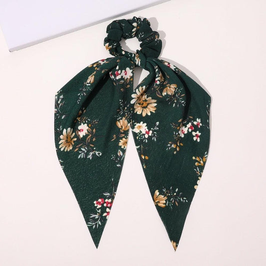 Chouchou "Fleurs des Champs" - Collection Foulard. Vert