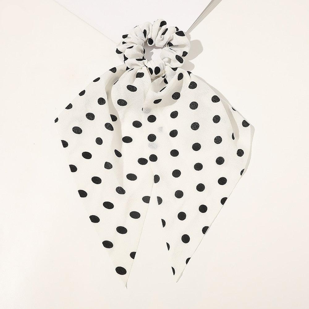 Chouchou Foulard à Pois - Élégance Assurée Blanc