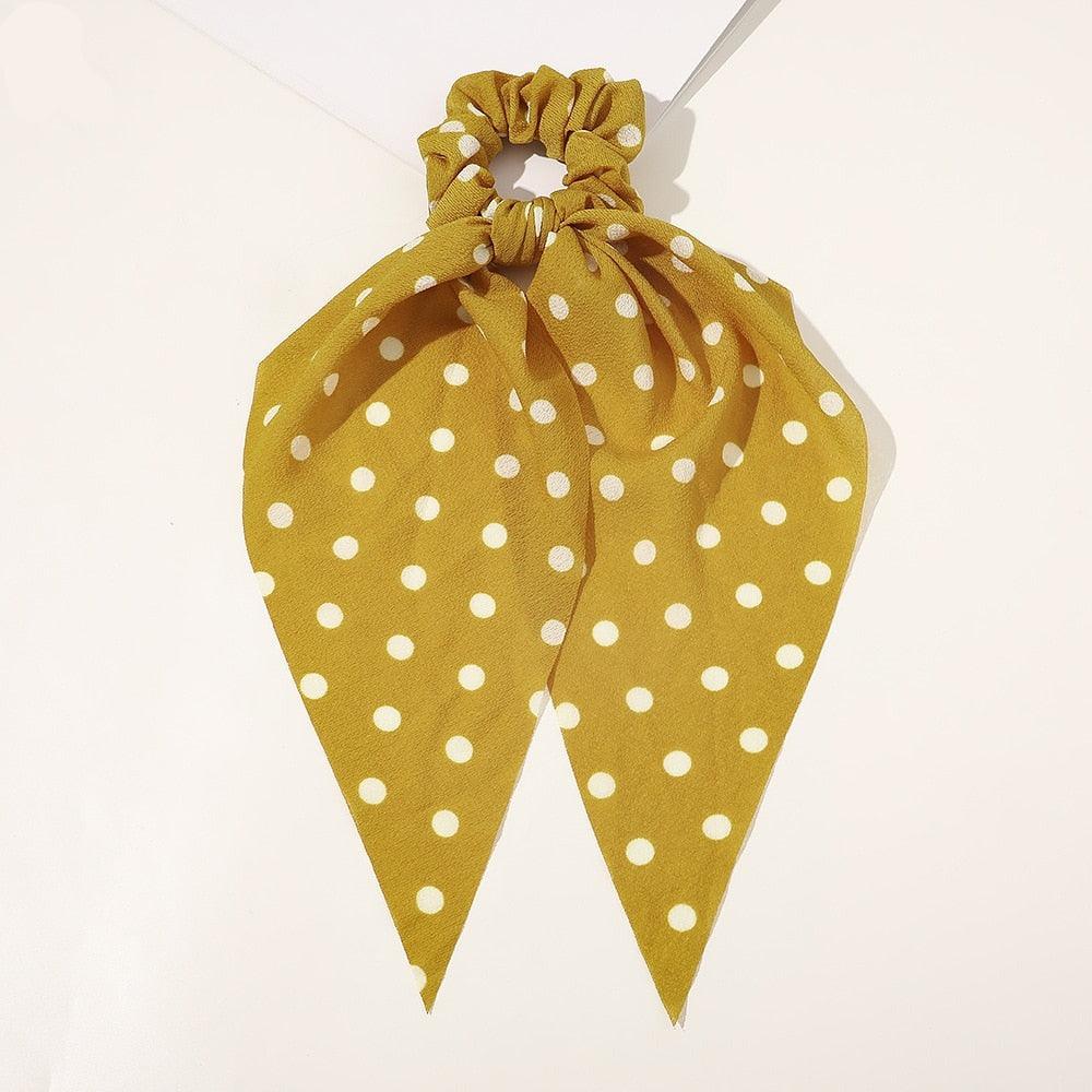 Chouchou Foulard à Pois - Élégance Assurée Jaune