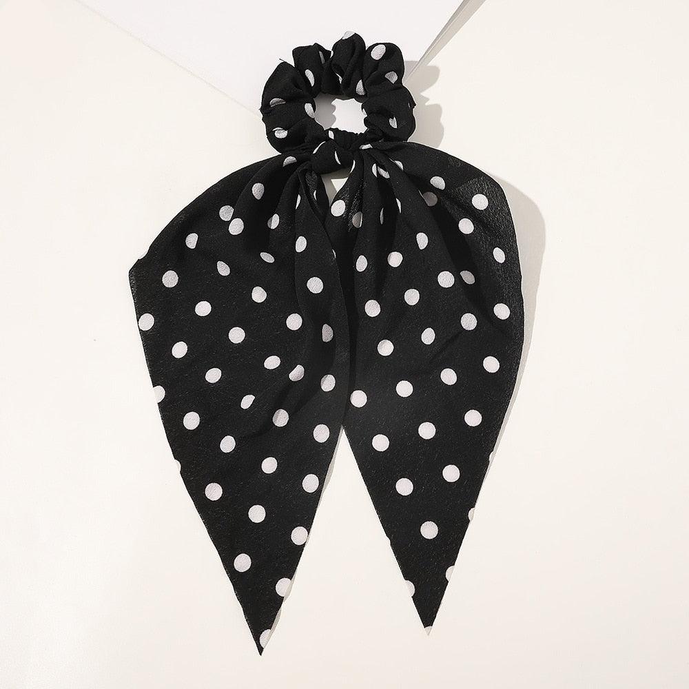 Chouchou Foulard à Pois - Élégance Assurée Noir