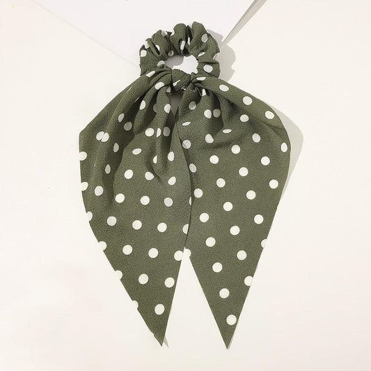 Chouchou Foulard à Pois - Élégance Assurée Vert