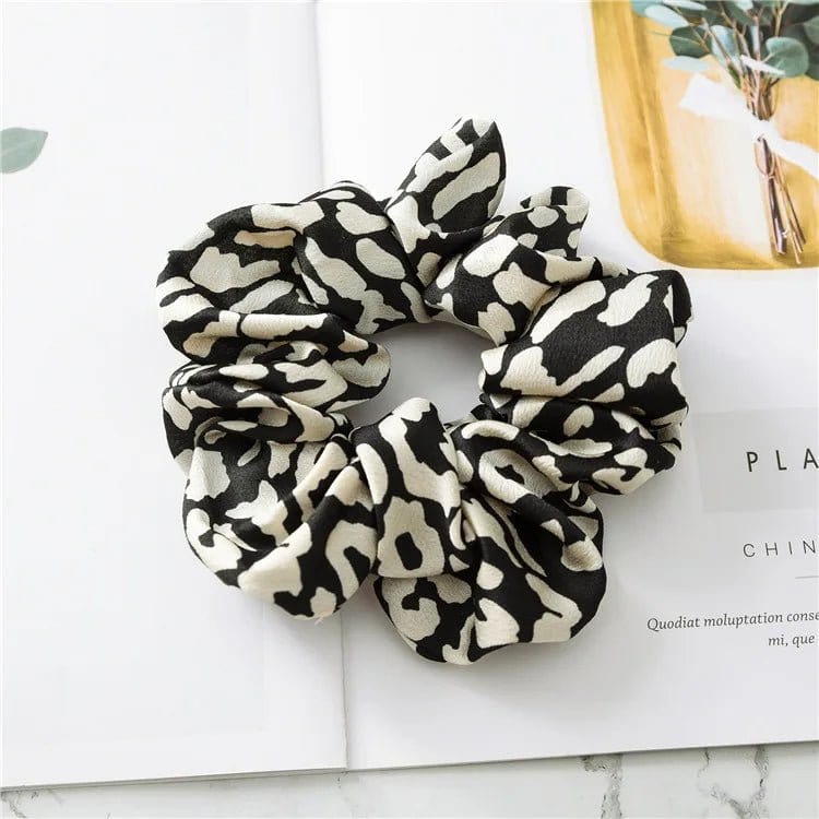 Chouchou Léopard Print Elastic Hair Tie Blanc