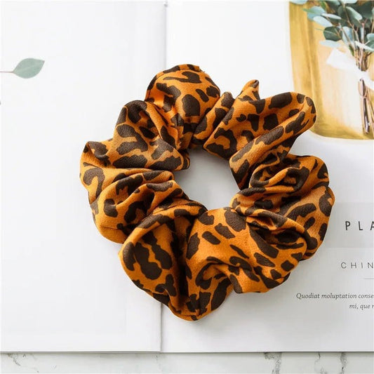 Chouchou Léopard Print Elastic Hair Tie Orange
