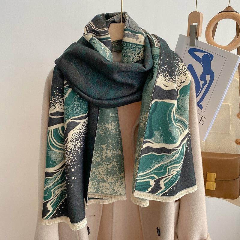 Écharpe Abstrait Jacquard Vert