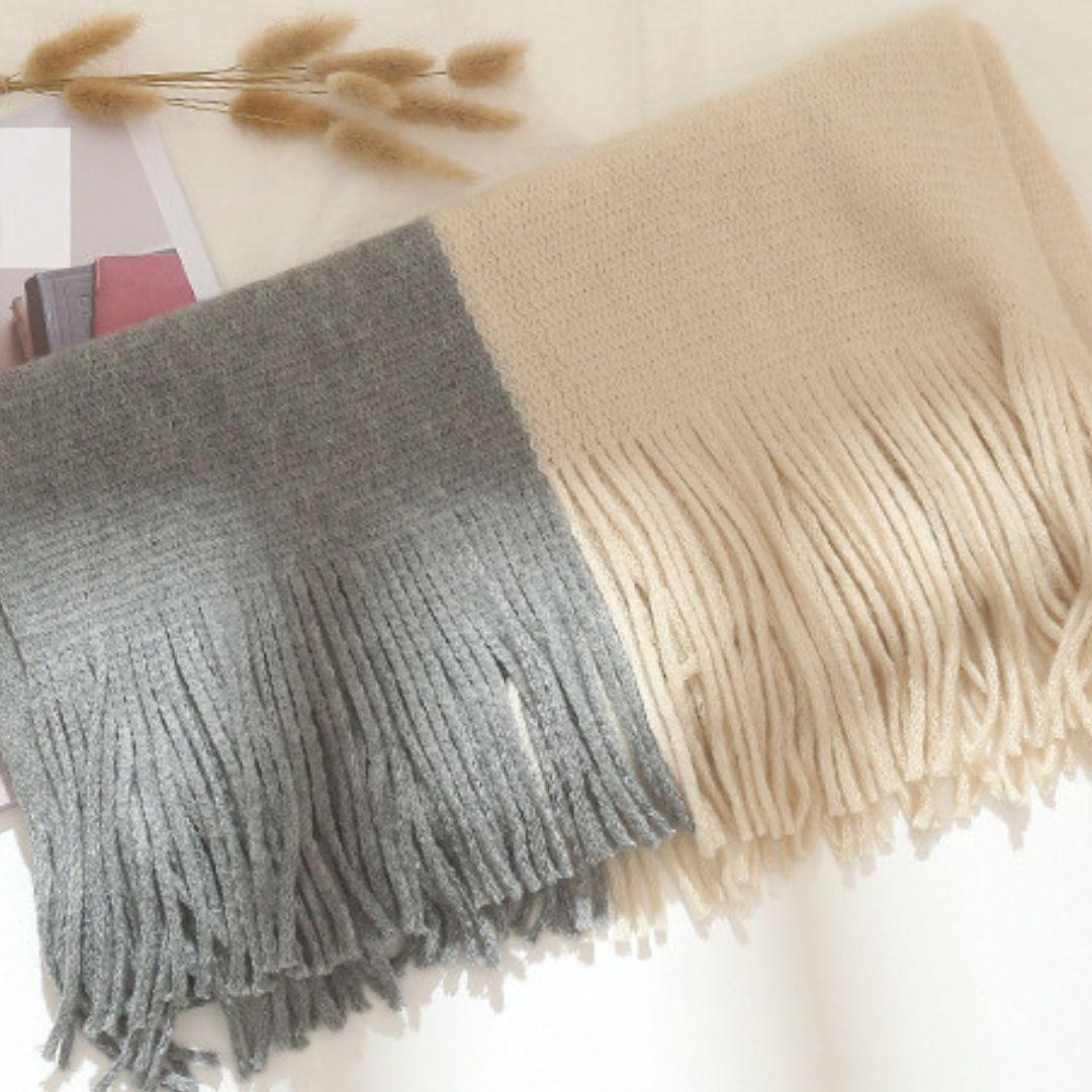 Écharpe bicolore douce et chaude Beige