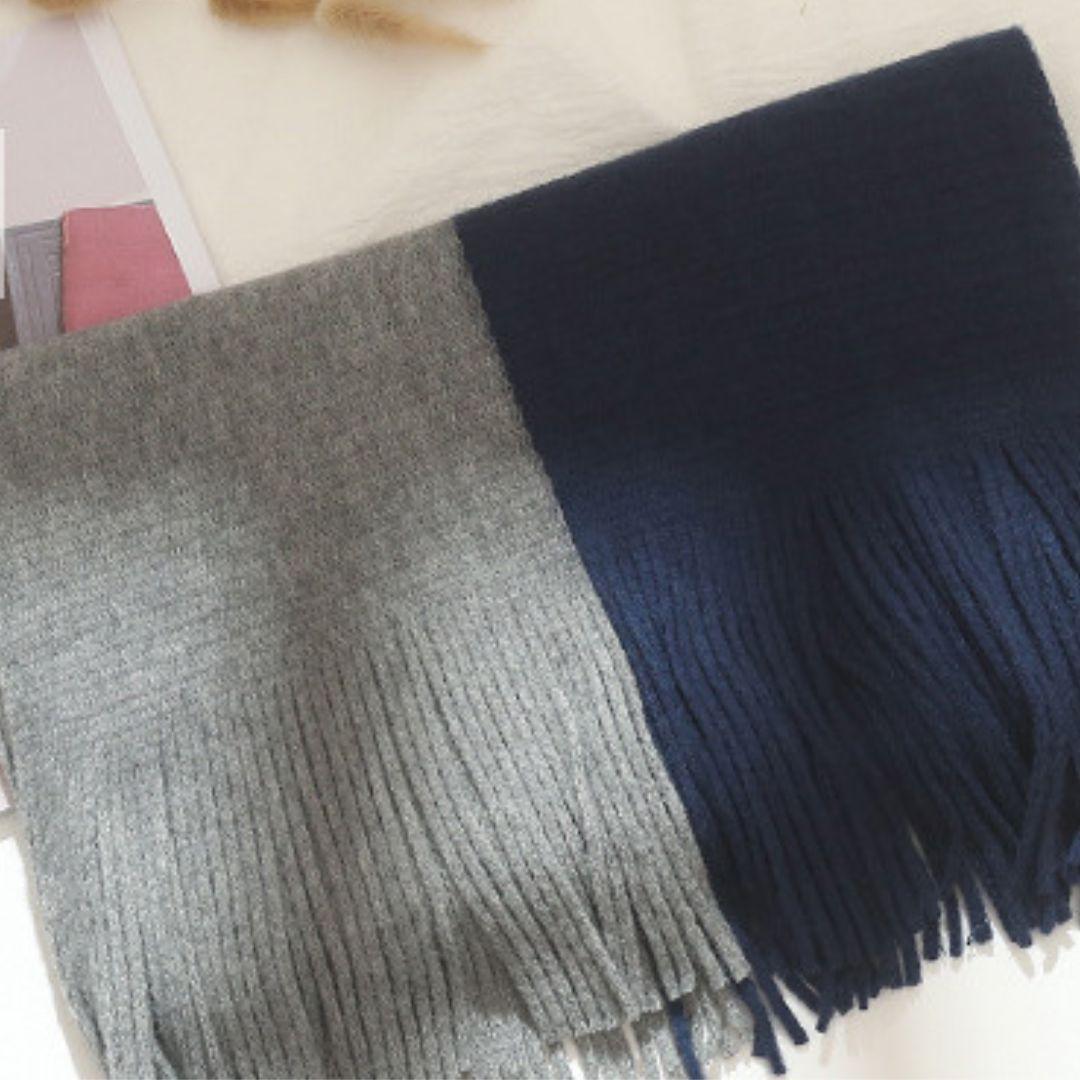 Écharpe bicolore douce et chaude Bleu