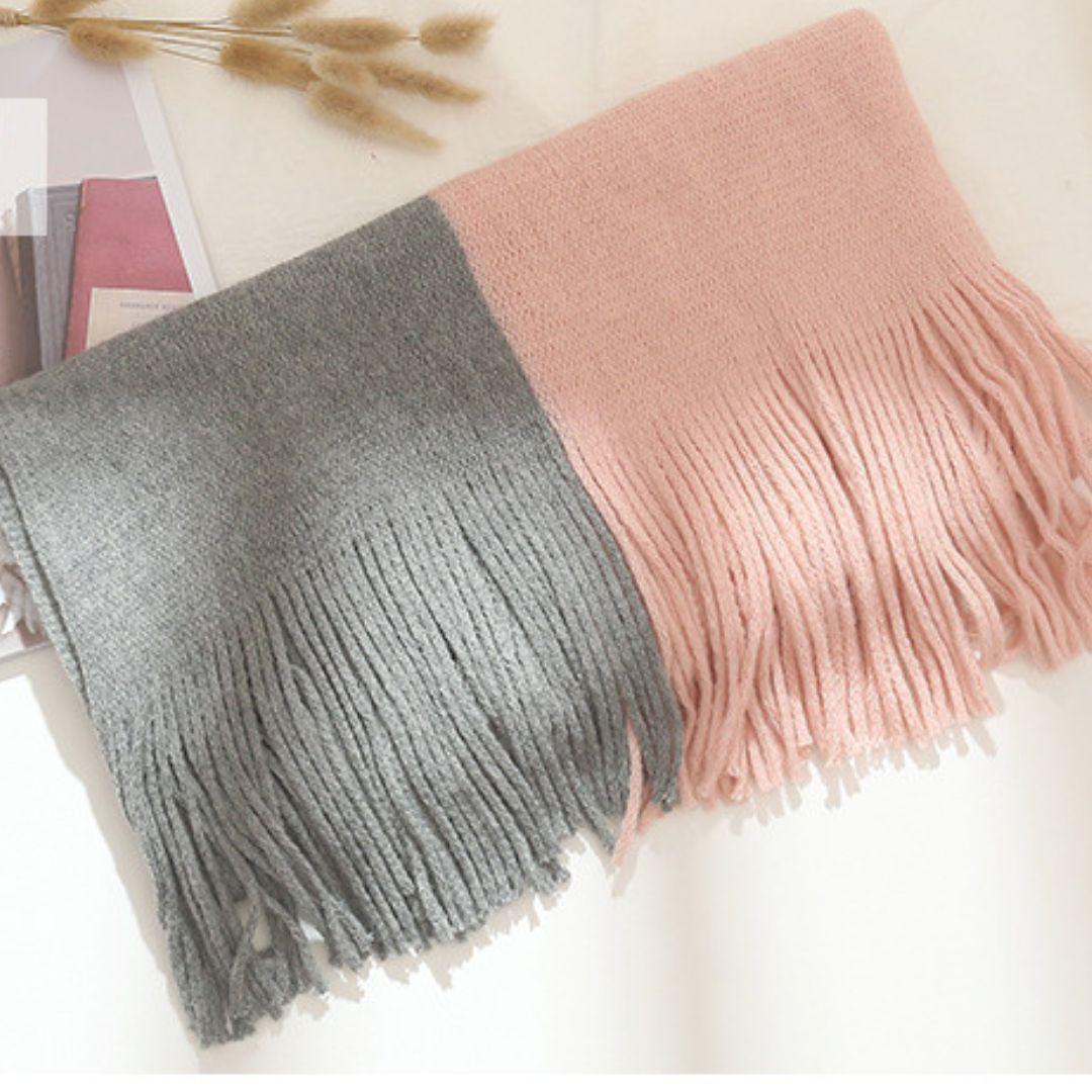 Écharpe bicolore douce et chaude Rose