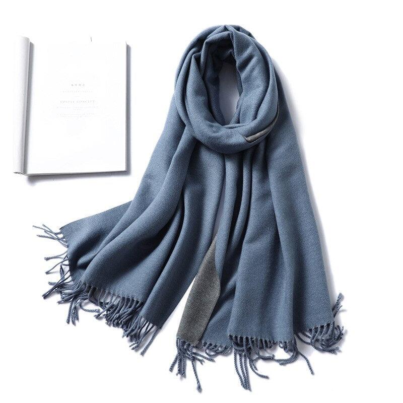 Echarpe bicolore pour femme Bleu